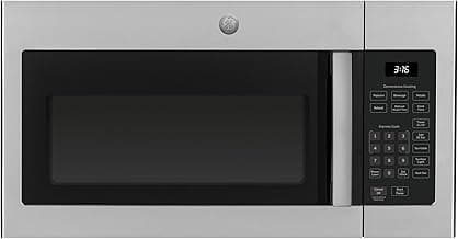 GE 30" Over-the-Range Microwave, 1.6 Cu. Ft., 1000 Watts, 300 CFM Hood Vent, LED Lighting, Auto Defrost, Easy Mount Install, Stainless Steel, JVM3160RFSS