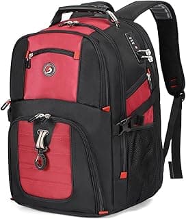 Extra Large 50L Travel Laptop Backpack with combination lock, College Backpack Airline Approved Business Work Bag Fit 17 Inch Laptops for Men Women,Red