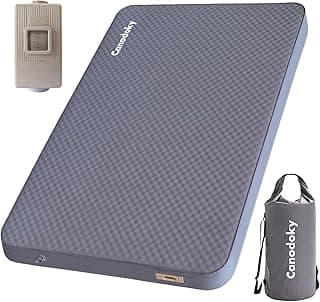 4" Ultra-Thick Self-Inflating Sleeping Pad with 3-in-1 Rechargeable Pump, Air Adjustable Foam Camping Mattress, 9.5R Heavy-Duty Double Sleeping Pad for Car, Truck, Van, Rooftop Tent – 4-Season Use