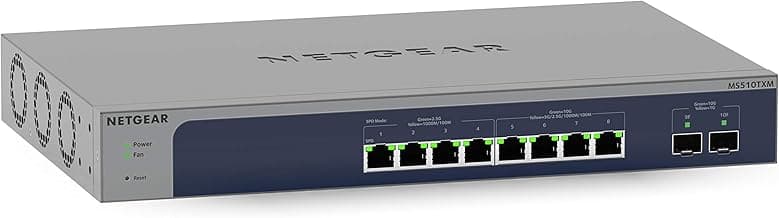 NETGEAR 10-Port 10G Multi-Gigabit Ethernet Smart Switch (MS510TXM) - Managed, 8 x Multi-gig Ports, 2 x 10G SFP+, Optional Insight Cloud Management, Desktop or Rackmount, Limited Lifetime Protection
