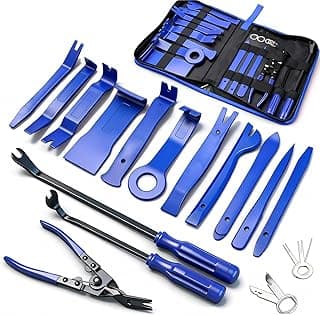 Poraxy 19Pcs Trim Removal Tool, Car Panel Dashboard Door Audio Trim Removal Tool Kit, Auto Clip Pliers Fastener Remover Set, Plastic Pry Tool, Automotive Upholstery Removal Kit