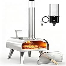 BIG HORN OUTDOORS 12" Multi-Fuel Pizza Oven, Portable Outdoor Pizza Oven, Wood Fired & Propane Gas, Pellet Pizza Maker with Pizza Stone