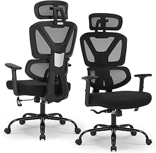 Ergonomic Office Chair, Ergonomic Desk Chair with Adjustable Height, Lumbar Support, High Back Mesh Home Computer Chair with Adjustable Armrests, Task Chairs for Home Office - 350lb Executive Chairs