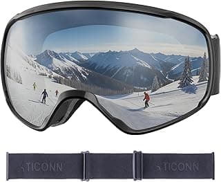 TICONN Ski Goggles Anti-Fog, UV Protection OTG Snowboard Goggles, Compatible with Helmets for Men Women