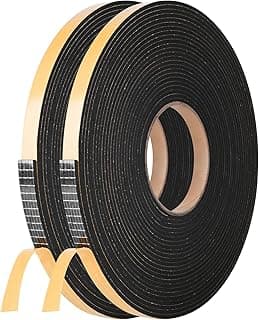 Kikerike Self Adhesive Foam Tape Weatherstrip 1/2In x 1/4In x 42Ft High Density Foam Insulation Strips Seal Weather Stripping with Strong Adhesive for Door and Window Sound Isolation Soundproofing