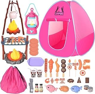 Kids Camping Set with Play Tent,Campfire,Lantern,Indoor Outdoor Camping Set with Pop up Play Tent,Camping Toys Play Set for Kids 3 4 5 Year Old,Toddler Toys