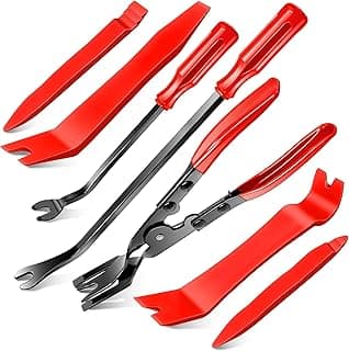 7 Pcs Car Trim Removal Tool Kit with Non-Scratch Plastic Pry Tool and Fastener Clip Pliers for auto Safe Interior Car Panel Detachment, Dashboard, Door Clips & Upholstery – Red