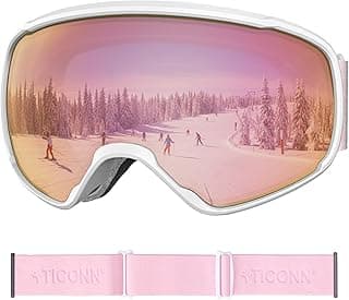 TICONN Ski Goggles Anti-Fog, UV Protection OTG Snowboard Goggles, Compatible with Helmets for Men Women