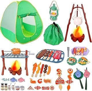 Kids Camping Set with Play Tent,Campfire,Lantern,Indoor Outdoor Camping Set with Pop up Play Tent,Camping Toys Play Set for Kids 3 4 5 Year Old,Toddler Toys