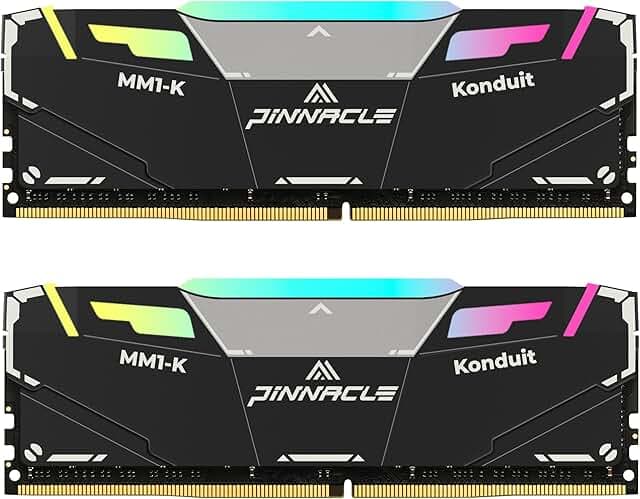 Timetec Pinnacle Konduit RGB DDR4 3200MHz PC4-25600 CL16-18-18-38 XMP2.0 Overclocking 1.35V Compatible for AMD and Intel Desktop Gaming PC Memory Module RAM (RGB Black, 16GB KIT(2x8GB))