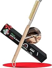 22” Pizza Oven Brush with Stone Scraper - Heat Resistant Stainless Steel Bristles, Extra Long Handle - Universal Fit for Most Pizza Ovens