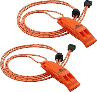 Emergency Whistles with Lanyard Safety Whistle Survival Shrill Loud Blast for Kayak Life Vest Jacket Boating Fishing Boat Camping Hiking Hunting Rescue Signaling Kids Lifeguard Plastic 2 Pack