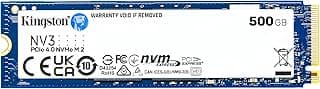 Kingston NV3 500GB M.2 2280 NVMe SSD | PCIe 4.0 Gen 4x4 | Up to 5000 MB/s | SNV3S/500G