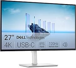 Dell 27 Plus 4K USB-C Monitor - S2725QC - 27-inch 4K (3840 x 2160) 120Hz 16:9 Display, AMD FreeSync Premium, sRGB 99%, Integrated Speakers, 1500:1 Contrast Ratio, Comfortview - Ash White