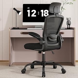 Ergonomic Office Chair for Long Hours Sitting – Back & Neck Pain Relief, Adjustable Lumbar Support & Headrest, High-Density Foam Seat, Ideal for Work & Home Office, Black