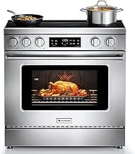 AAOBOSI 36 Inch 6 Cu.Ft Front Control Electric Range Oven with 5 Cooktop Elements,9 Cooking Power Level 9300W, Smrt Control Air Fryer Convection Self Clean Freestanding Oven,240V(No Powercord)