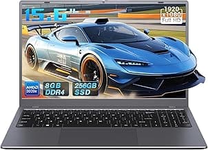 15.6 Inch Laptop Computer, AMD 3020e Processor (Up to 2.6GHz), 8GB RAM 256GB SSD, 1080P IPS FHD Display, USB3.2, Type-C, HDMI, WiFi 5, Win11 Laptop, Notebook Laptops for Business and Students