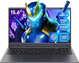 Coolby 15.6inch Laptop, 12GB RAM/256GB SSD, 1920x1080 IPS Display, Intel N95(Beats N5095) Quad Core Laptop Computer, Support Fingerprint, WiFi 5, BT
