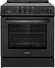 COSMO COS-ERD304K-BK 30 in. Stellar Collection 4.9 cu. ft. Electric Range with 4 Burner Glass Cooktop and Convection Oven in Matte Black
