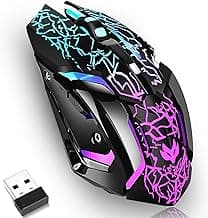 Wireless Gaming Mouse, Rechargeable Wireless Computer Mouse with Type-C Fast Charging, Ergonomic Mouse with 3 Adjustable DPI, 6 Silent Buttons, LED Light, Long Battery Life for Laptop, PC, Mac