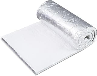 Sasylvia Aluminum Foil Faced Ceramic Fiber Blanket 24" x 96" 8# 2400 F Ceramic Fiber Insulation for Kiln Furnace Chimney Fireplace HVAC Welding Soldering Oven Stove Pipe Insulation (1/2 Inch)