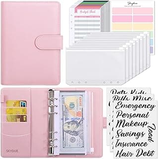 SKYDUE Budget Binder, Money Saving Binder with Zipper Envelopes, Cash Envelopes and Expense Budget Sheets for Budgeting