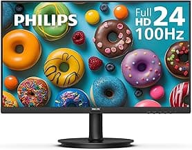 Philips New 24 inch Frameless Full HD (1920 x 1080) 100Hz Monitor, VESA, HDMI x1, VGA Port x1, Eye Care, 4 Year Advance Replacement Warranty, 241V8LB, Black