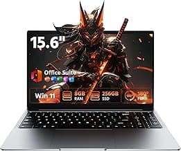 15.6" Laptop Computer, 8GB RAM 256GB SSD Celeron N4000(up to 2.6GHz) Laptop Win 11 Office Suite FHD IPS sRGB Notebook 2.4G&5G WiFi BT 4.2 HDMI USB 3.0 5000mAh Battery for Home Student Business