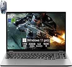 TOPGRO Gaming Laptop Computer, 16” FHD 60Hz Display, Core i7-8750H/GeForce GTX1050(6C/12T, Up to4.1Ghz), Business Laptop 32GB DDR4 RAM, 1TB PCIe3.0 SSD/HDMI/Webcam/Backlit Keyboard/Wi-Fi 5/Win11 Pro