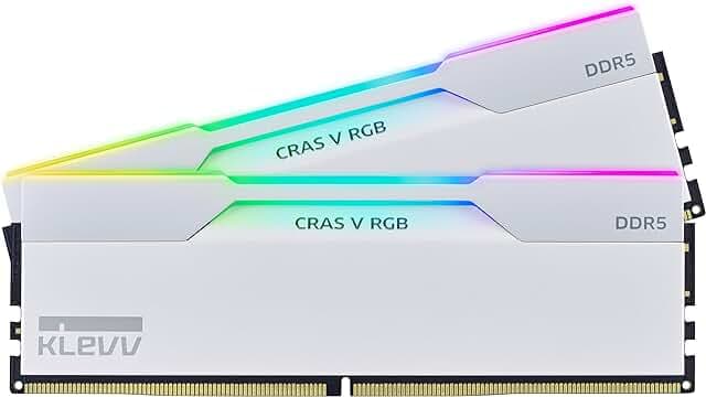 KLEVV CRAS V RGB DDR5 32GB (2x16GB) 6000MHz CL30 SK Hynix A-Die 1.35V Gaming Desktop Ram Memory XMP 3.0 / AMD Expo Ready - White (KD5AGUA80-60A300J)