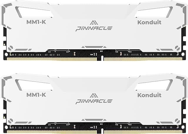 Timetec Pinnacle Konduit 32GB KIT(2x16GB) DDR4 3200MHz PC4-25600 CL16-18-18-38 XMP2.0 Overclocking 1.35V Dual Rank Compatible for AMD and Intel Desktop Gaming PC Memory Module - White