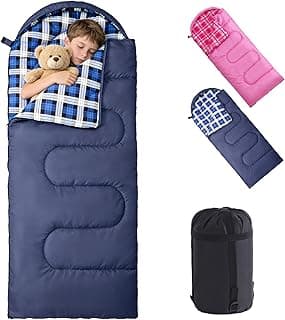 Uniqwamer Kids Sleeping Bag for Girls Boys - 4 Seasons Cold & Warm Weather Flannel Camping Sleeping Bags, Lightweight & Waterproof 45°F Sleeping Bag for Camping Hiking Outdoor Travel