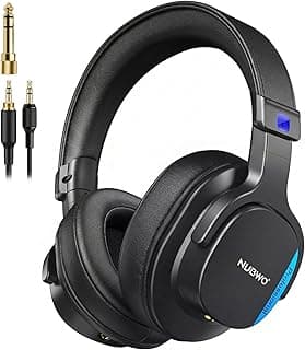 NUBWO Studio Monitor Headphones, Hi-Res Wired Over Ear Headphones with 1/4 inch to 3.5mm Jack, 45mm Drivers, Professional DJ Headphones for Piano Guitar APM Recording Mixing-HD01 (Black)