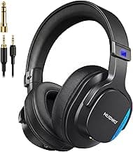 NUBWO Studio Monitor Headphones, Hi-Res Wired Over Ear Headphones with 1/4 inch to 3.5mm Jack, 45mm Drivers, Professional DJ Headphones for Piano Guitar APM Recording Mixing-HD01 (Black)