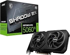 msi Gaming RTX 5060 Ti 16G Shadow 2X OC Graphics Card (16GB GDDR7, 128-bit, Extreme Performance: TBA MHz, DisplayPort x 3 2.1a, HDMI 2.1b, NVIDIA Blackwell Architecture)