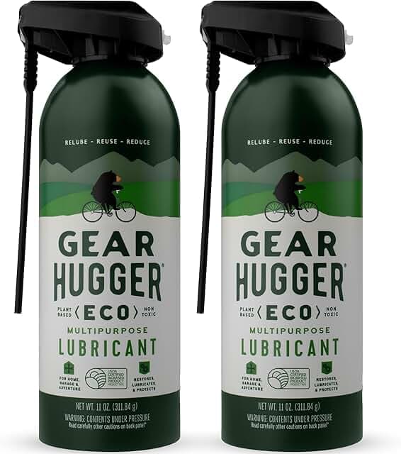 Gear Hugger Multipurpose Lubricant - Eco-Friendly (11 oz, Pack of 2), Rust Remover - Garage Door Lubricant Spray, Door Hinge Lubricant & Lock Lubricant - Plant-Based, No Petroleum, No PTFE