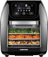 CHEFMAN Multifunctional Digital Air Fryer+ Rotisserie, Dehydrator, Convection Oven, 17 Touch Screen Presets Fry, Roast, Dehydrate, Bake, XL 10L Family Size, Auto Shutoff, Large Easy-View Window, Black