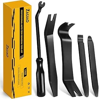 Auto Trim Removal Tool Kit, 5-Piece No Scratch Plastic Pry Tool Set for Car Door Panel & Dashboard - Professional Trim Tools Automotive with Clip Fastener Remover, Scratch-Resistant - Black