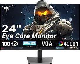 KTC 24 Inch FHD 1080P 100Hz Computer Monitor, VA Panel FreeSync PC Gaming Monitor, HDMI VGA Ports, HDR, 4000：1 Contrast, LowBlue Mode, Ergonomic Tilt Eye Care for Home Office