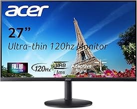 Acer SB273 G0bi 27" IPS Full HD (1920 x 1080) Ultra-Thin Zero-Frame Gaming Office Monitor | Adaptive-Sync Support (FreeSync Compatible) | Up to 120Hz Refresh | 1ms (VRB) | Tilt | HDMI & VGA Ports