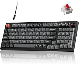 Keychron V5 8K 96% Compact Mechanical Keyboard, 8000 Hz Polling Rate Hot-Swappable QMK Programmable Wired Keyboard with Numpad & Knob, RGB Backlit, Ergonomic for Mac Windows Linux-Linear Red Switch