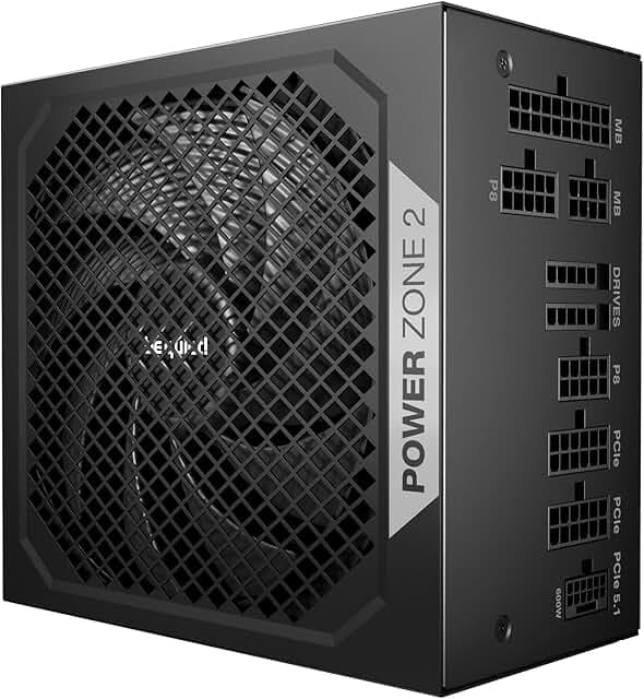 be quiet! Power Zone 2 750W ATX 3.1 PSU | 80 Plus and Cybenetics Platinum Efficiency | Zero RPM Low-Noise Power Supply | PCIe 5.1 Ready | Black | BP006US