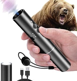 Electronic Bear Air Horn,120dB Rechargeable Whistle with Flashlight for Hiking & Camping, Wildlife Deterrent & Emergency Safety Device, Can Replace Bear Bell