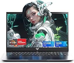 MALLRACE Gaming Laptop,15.6 inch Laptop with AMD Ryzen 7 Processor (Up to 4.3GHz,8C/16T),16GB DDR4 RAM 512GB SSD, AMD Radeon Graphics,WiFi 6, Webcam,2026 Windows 11 Laptop Computer for Video Editing