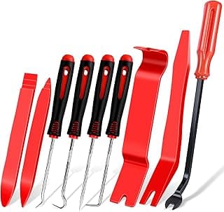 9 Pcs Auto Trim Removal Tool Set - Plastic Pry Tool Kit, Car Door Panel Window Clip Removal Tools, Fastener Remover, Automotive Interior Trim Tool with Mini Precision Hook and Pick Set