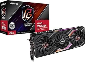 ASRock Phantom Gaming Radeon RX 7900 XTX 24GB OC GDDR6 PCI Express 4.0, Boost Clock*: Up to 2615MHz / 20Gbps, 24GB GDDR6 on 384-Bit Memory Bus, Polychrome SYNC, Phantom Gaming 3X Cooling System.