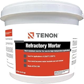 Tenon Refractory Mortar - High Temperature Mix for Fireplaces, Fire Pits, Chimneys, Parging, Brick, Clay, and More, White in Color, High Heat Resistance, Up to 2550°F (1, 10 Pounds)