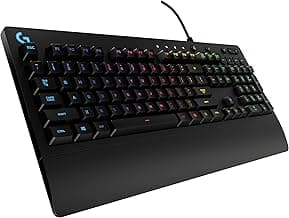 Logitech G213 Prodigy Gaming Keyboard - Wired RGB Backlit Keyboard with Mech-Dome Keys, Palm Rest, Adjustable Feet, Media Controls, USB, Compatible with Windows – Black