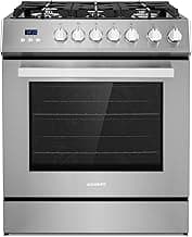 COSMO COS-305AGC 30 in. 5.0 cu. ft. Freestanding Single Oven Gas Range with 5 Burner Cooktop and Heavy Duty Cast Iron Grates in Stainless Steel