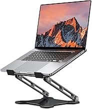 Adjustable Laptop Stand for Desk, Metal Foldable Laptop Riser, Ventilated Cooling Bracket, Ergonominc Computer Notebook Stand for Desk Compatible with 10-15.6“ Laptops